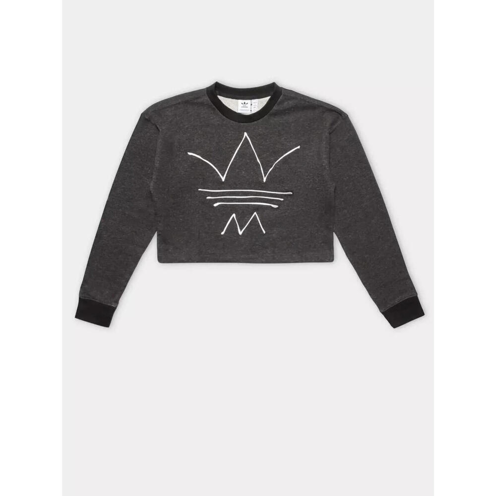 Adidas R.Y.V CROPPED Sweatshirt Black Melange SIZE XS - Picture 4 of 5